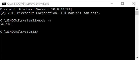 nodejs windows kurulum